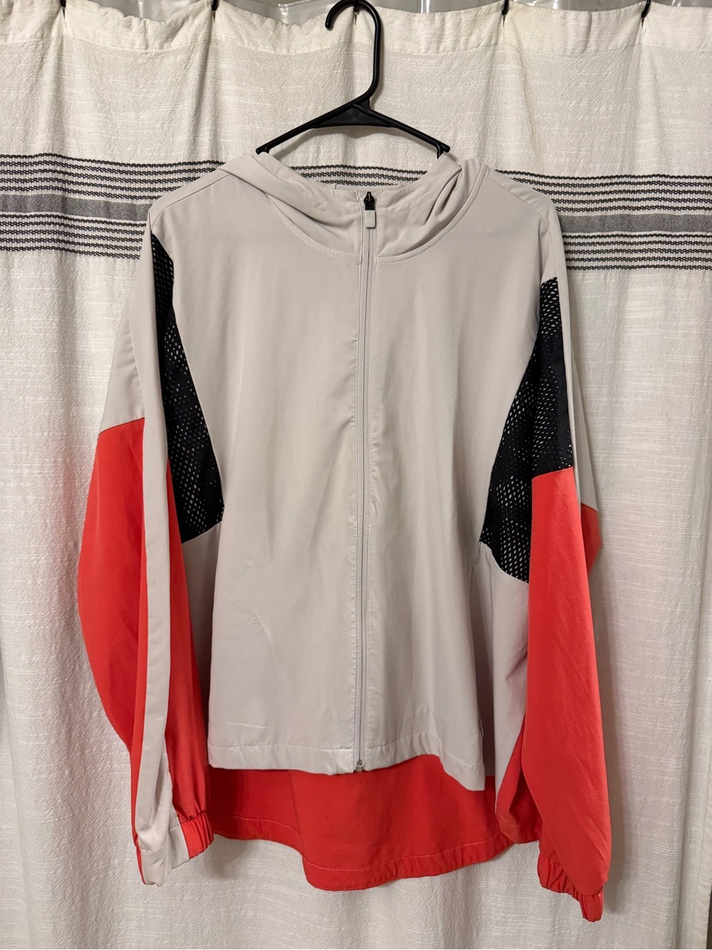 adidas Light Gray, Red & Black Hooded Utility Jacket